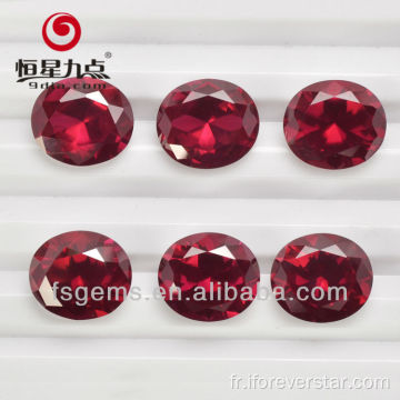 Ovale Shape Facet Cut Synthetic Ruby Red Corundum